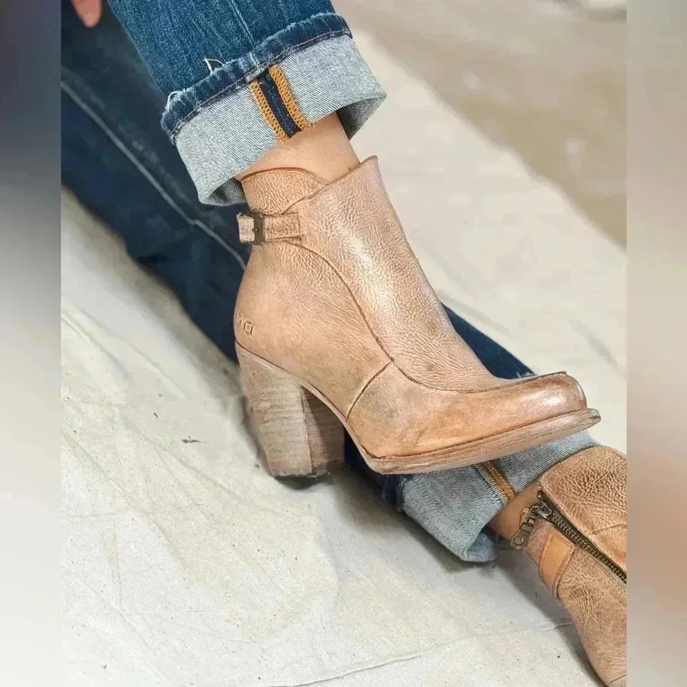 NEW BED STU Isla Tan Rustic Leather Booties Size 6 - Picture 2 of 10